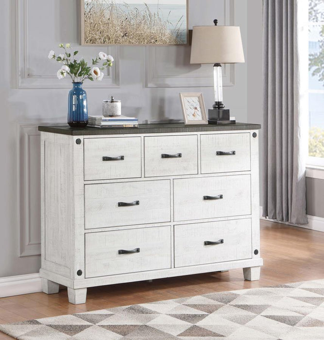 Lilith - 7-Drawer Dresser Distressed - Distressed Gray And White Sacramento Furniture Store Furniture store in Sacramento