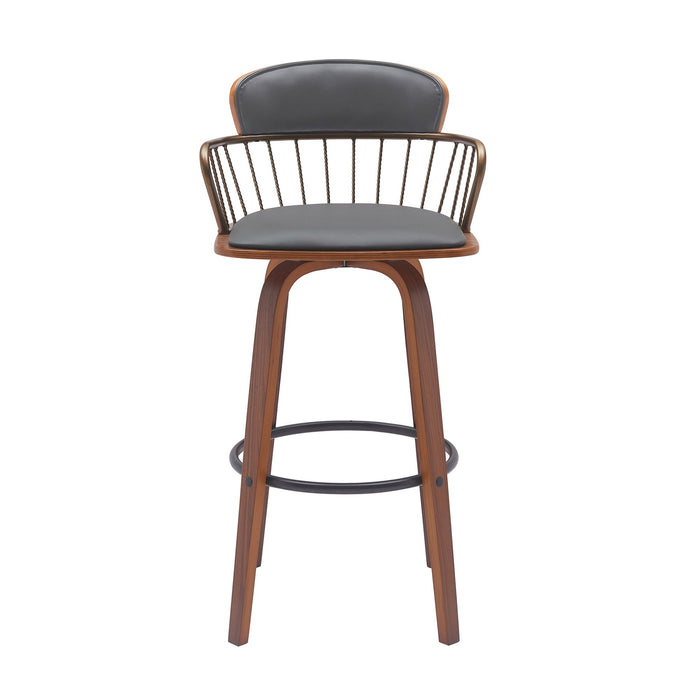 Willow - Swivel Walnut Wood Faux Leather Stool