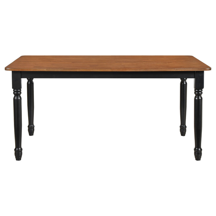 Hollyoak - Farmhouse Rectangular Dining Table With Turned Legs - Walnut And Black