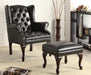 Roberts - Button Tufted Back Accent Chair With Ottoman - Black And Espresso Sacramento Furniture Store Furniture store in Sacramento