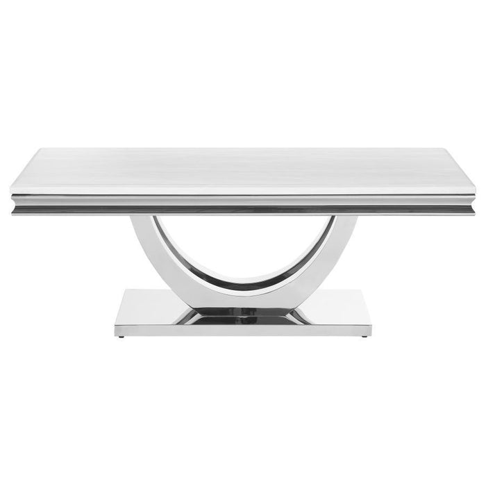 Kerwin - U-Base Rectangle Coffee Table - White And Chrome Sacramento Furniture Store Furniture store in Sacramento