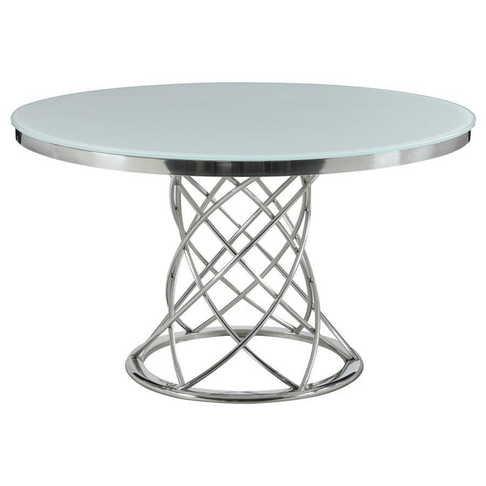 Irene - Round Glass Top Dining Table - White And Chrome Sacramento Furniture Store Furniture store in Sacramento