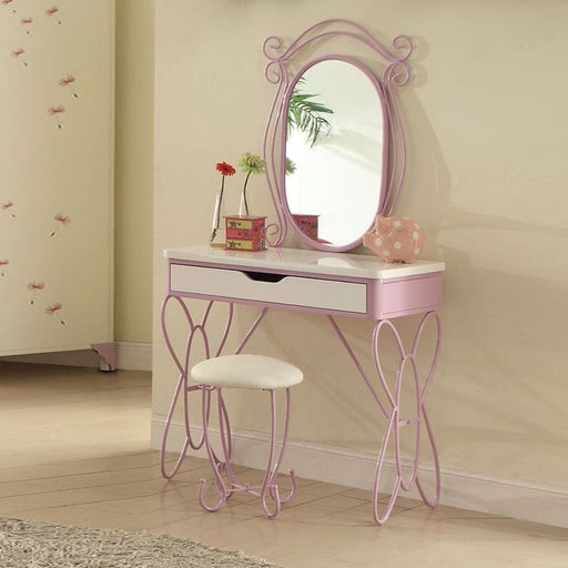 Priya II - Vanity Desk - White & Light Purple Sacramento Furniture Store Furniture store in Sacramento