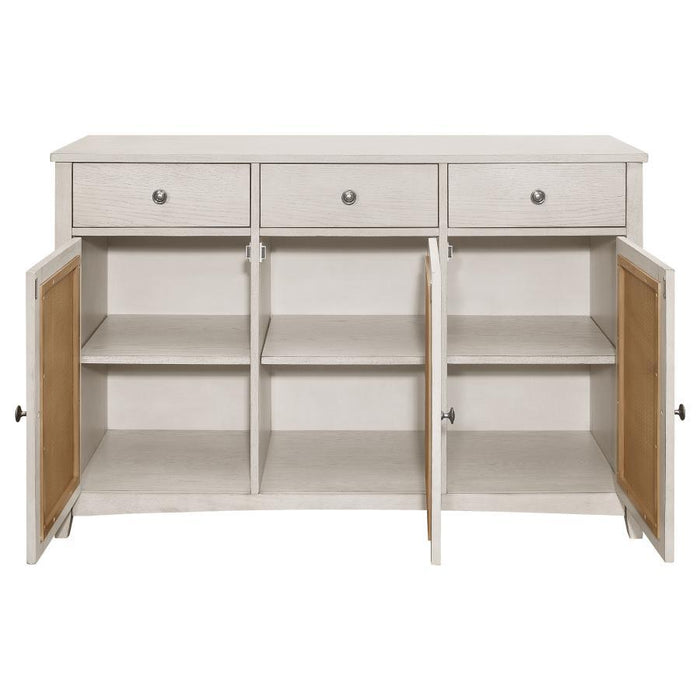 Kirby - 3-Drawer Rectangular Server With Adjustable Shelves - Natural And Rustic Off White Sacramento Furniture Store Furniture store in Sacramento