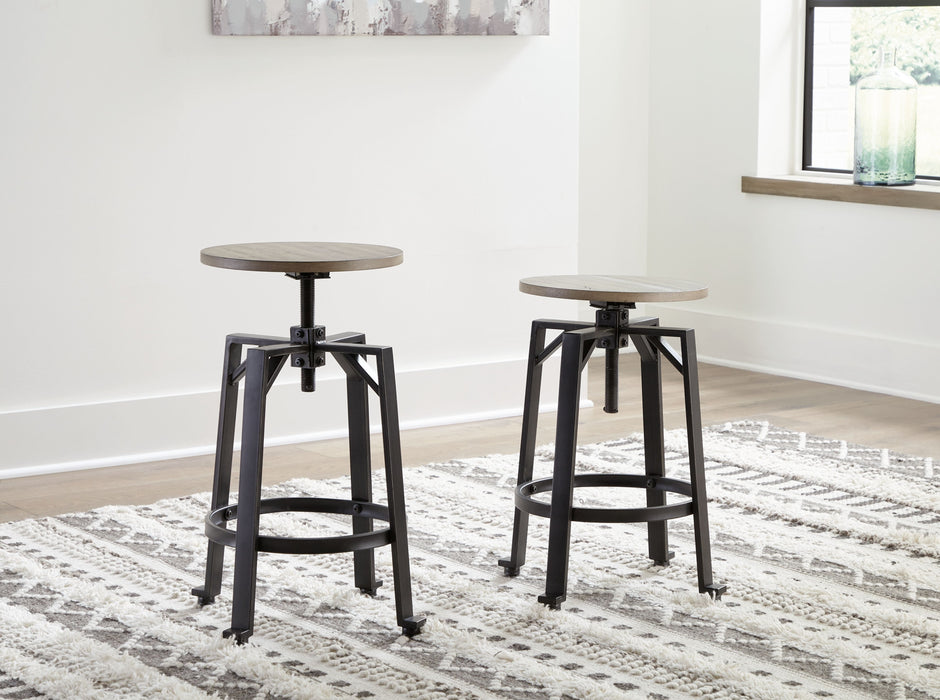 Lesterton - Light Brown / Black - Swivel Stool (Set of 2) Sacramento Furniture Store Furniture store in Sacramento