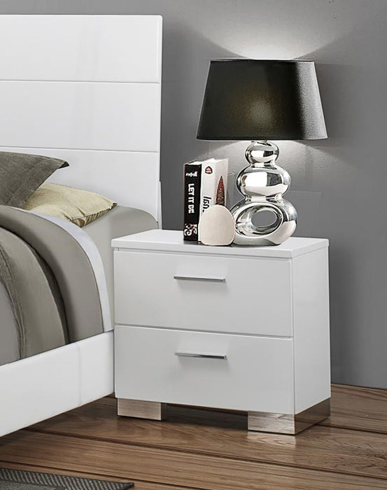 Felicity - 2-Drawer Nightstand - Glossy White Sacramento Furniture Store Furniture store in Sacramento