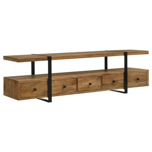 Otto - 4-Drawer Solid Wood 70" TV Stand - Brown And Gunmetal Sacramento Furniture Store Furniture store in Sacramento