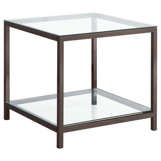 Trini - End Table With Glass Shelf - Black Nickel Sacramento Furniture Store Furniture store in Sacramento