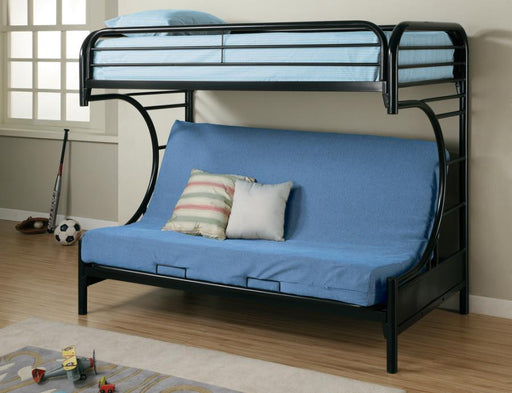 Montgomery - Twin Over Futon Bunk Bed - Glossy Black Sacramento Furniture Store Furniture store in Sacramento