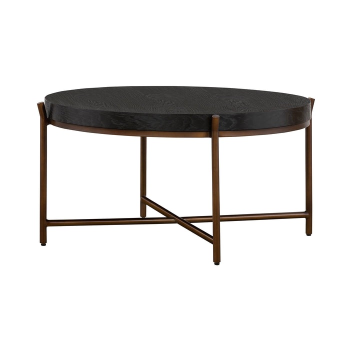 Sylvie - Round Coffee Table - Brushed Oak / Metal