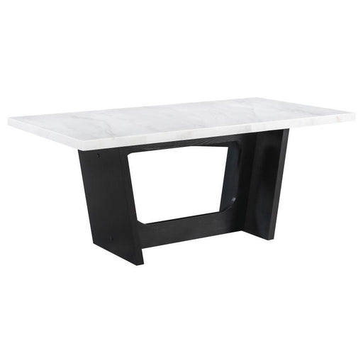 Sherry - Trestle Base Marble Top Dining Table - Espresso And White Sacramento Furniture Store Furniture store in Sacramento