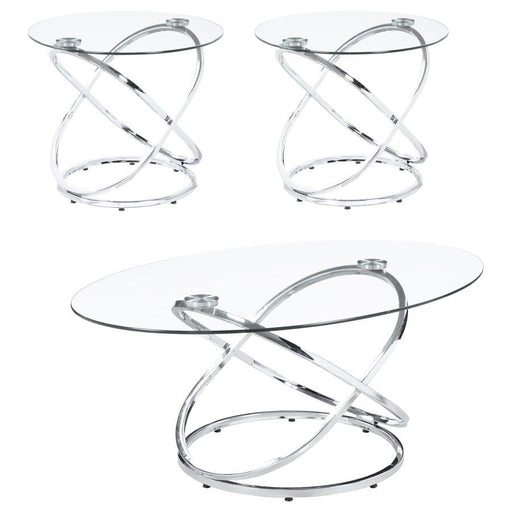 Warren - 3 Piece Occasional Set - Chrome And Clear Sacramento Furniture Store Furniture store in Sacramento