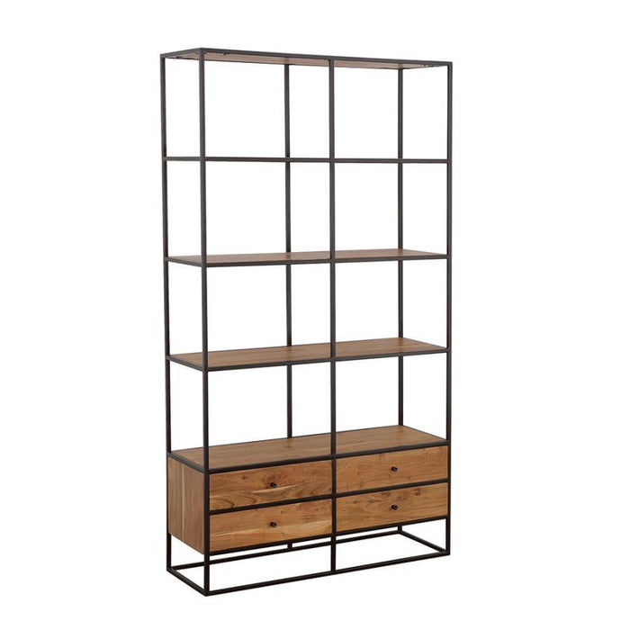 Belcroft - 4-Drawer Etagere - Natural Acacia And Black Sacramento Furniture Store Furniture store in Sacramento