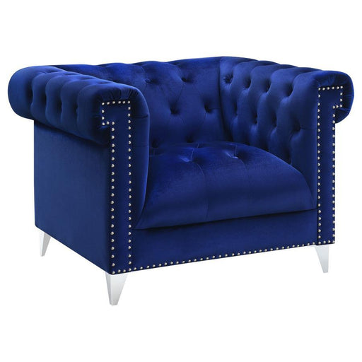 Bleker - Tufted Tuxedo Arm Chair - Blue Sacramento Furniture Store Furniture store in Sacramento