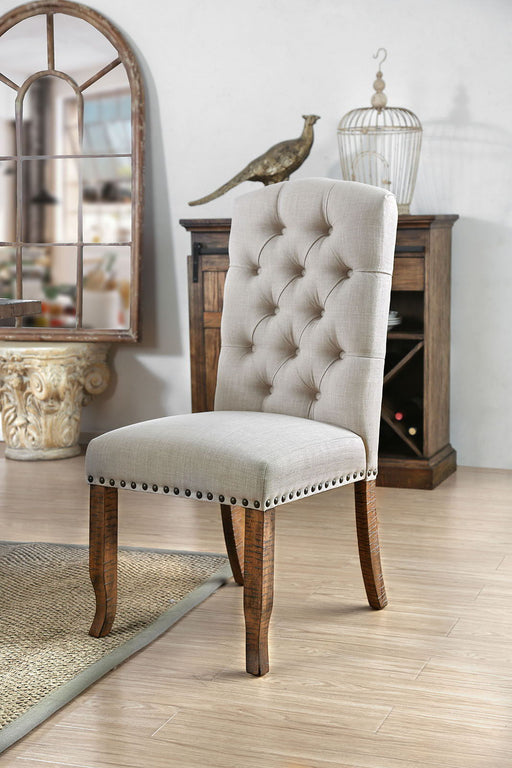 Gianna - Buttoned Side Chair (Set of 2) - Rustic Oak /Ivory Sacramento Furniture Store Furniture store in Sacramento