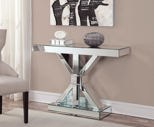 Lurlynn - X-Shaped Base Console Table - Clear Mirror Sacramento Furniture Store Furniture store in Sacramento