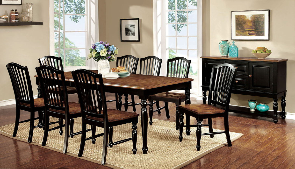 Mayville - Dining Table With X Leaf - Black / Antique Oak Sacramento Furniture Store Furniture store in Sacramento