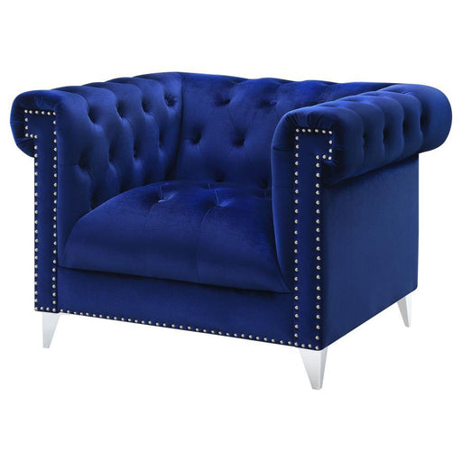 Bleker - Tufted Tuxedo Arm Chair - Blue Sacramento Furniture Store Furniture store in Sacramento