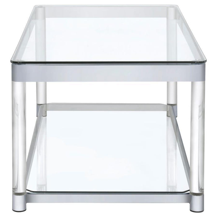 Anne - Coffee Table With Lower Shelf - Chrome And Clear Sacramento Furniture Store Furniture store in Sacramento