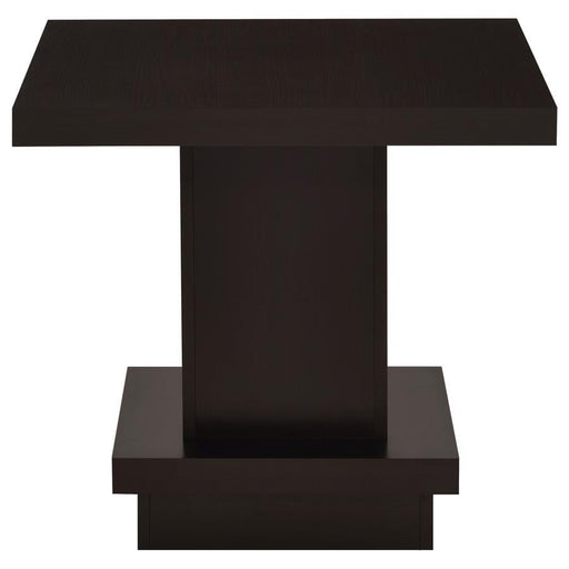 Reston - Pedestal Square End Table - Cappuccino Sacramento Furniture Store Furniture store in Sacramento