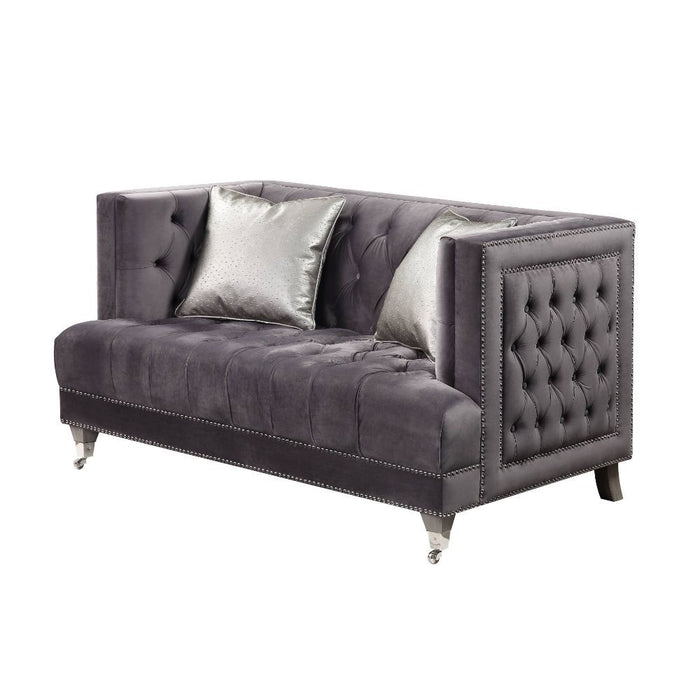 Hegio - Loveseat - Gray Velvet Sacramento Furniture Store Furniture store in Sacramento