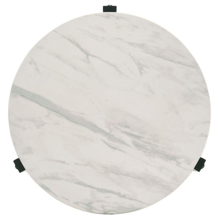 Tandi - Round End Table Faux Marble - White And Black Sacramento Furniture Store Furniture store in Sacramento