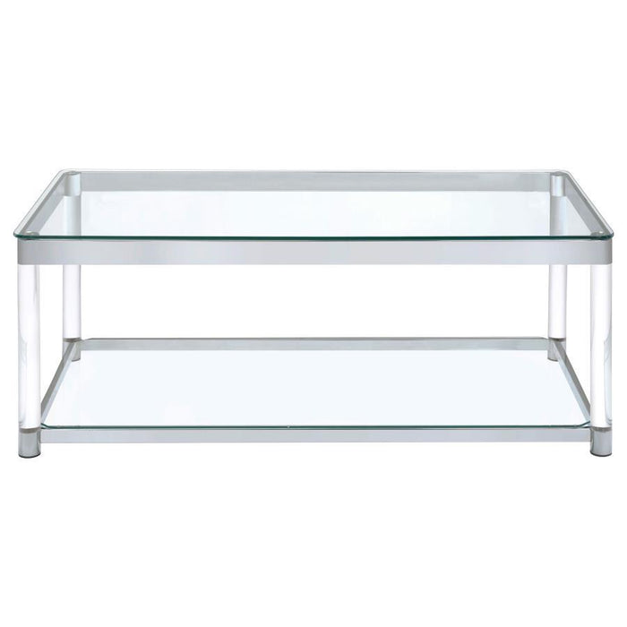 Anne - Coffee Table With Lower Shelf - Chrome And Clear Sacramento Furniture Store Furniture store in Sacramento