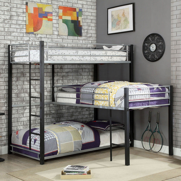 Aubrey - Twin Triple Decker Bed - Sand Black Sacramento Furniture Store Furniture store in Sacramento