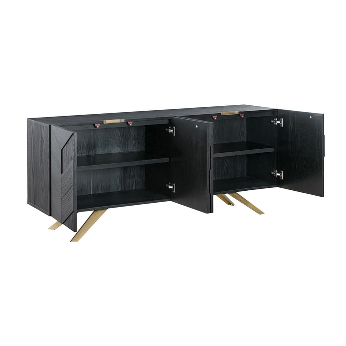 Lombard - 4 Door Sideboard Buffet - Black Brushed