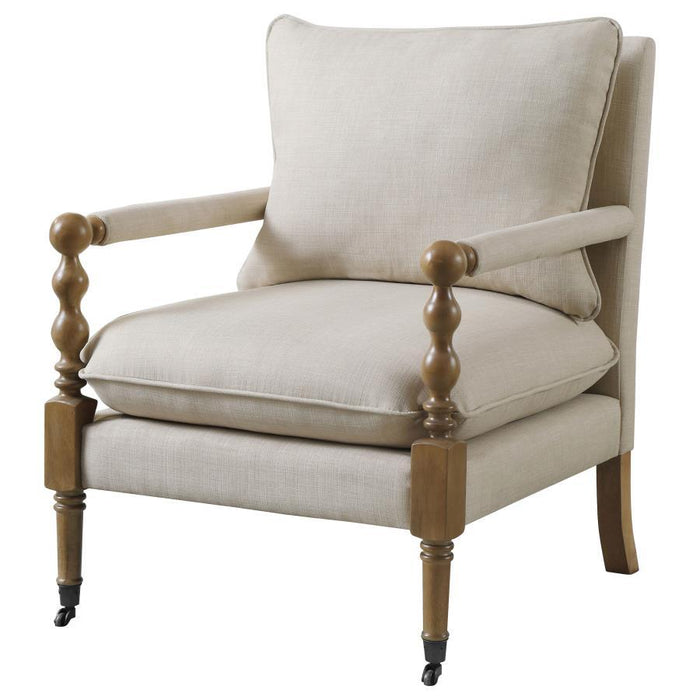 Dempsy - Upholstered Accent Chair With Casters - Beige Sacramento Furniture Store Furniture store in Sacramento