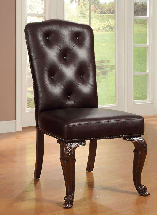 Bellagio - Leatherette Side Chair (Set of 2) - Brown Cherry / Brown Sacramento Furniture Store Furniture store in Sacramento