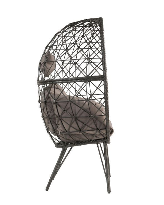 Aeven - Patio Lounge Chair - Light Gray Fabric & Black Wicker Sacramento Furniture Store Furniture store in Sacramento