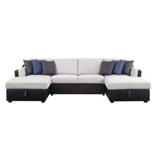 Merill - Sectional Sofa - Beige Fabric & Black PU Sacramento Furniture Store Furniture store in Sacramento