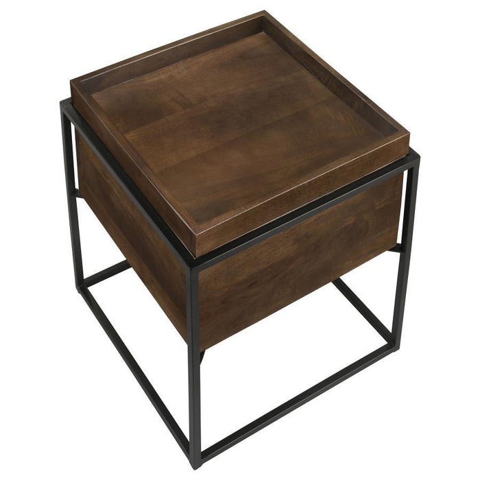 Ondrej - Square Accent Table With Removable Top Tray - Dark Brown And Gunmetal Sacramento Furniture Store Furniture store in Sacramento