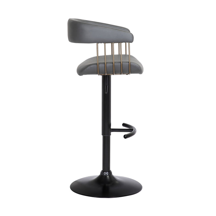 Calista - Adjustable Bar Stool - Grey / Golden Bronze