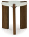 Isanti - White / Brown - Round End Table Sacramento Furniture Store Furniture store in Sacramento