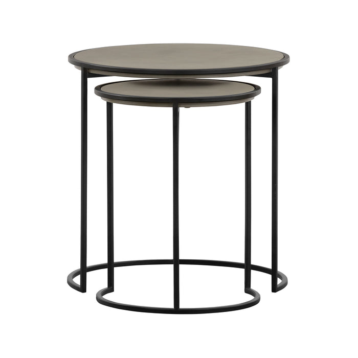 Rina - 2 Piece Nesting End Table Set - Concrete / Black