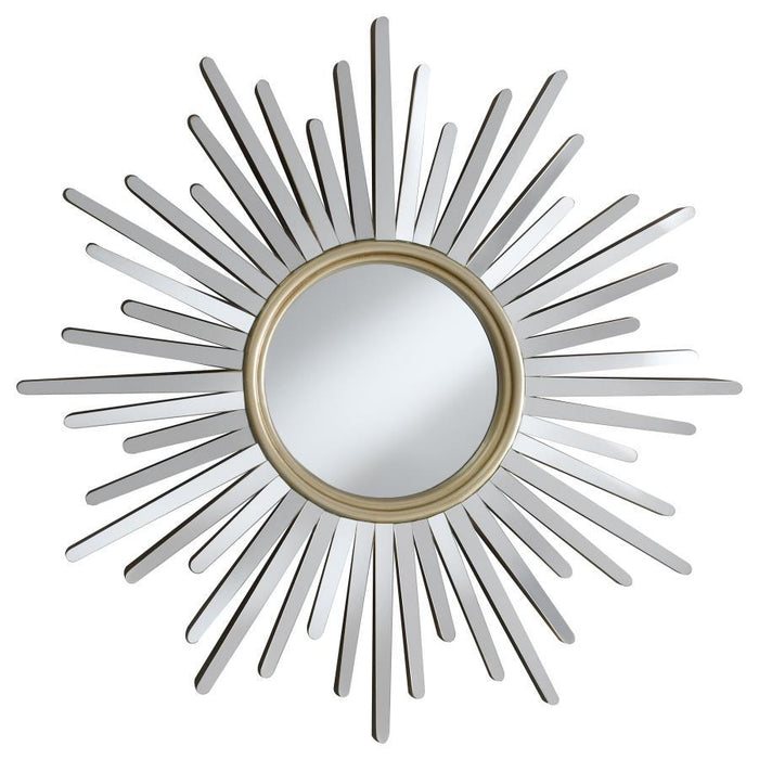 Beiwen - Sunburst Wall Mirror - Champagne And Silver Sacramento Furniture Store Furniture store in Sacramento