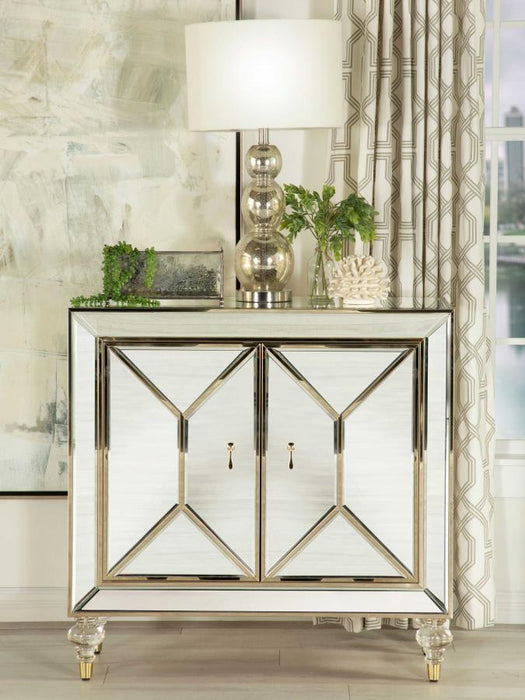 Lupin - 2-Door Accent Cabinet - Mirror And Champagne Sacramento Furniture Store Furniture store in Sacramento