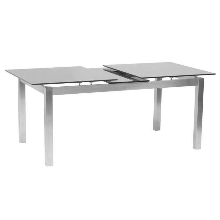 Ivan - Extension Dining Table Tempered Glass Top - Brushed / Gray