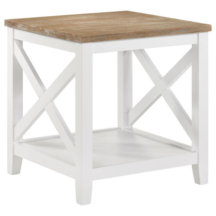 Maisy - Square Wooden End Table With Shelf - Brown And White Sacramento Furniture Store Furniture store in Sacramento