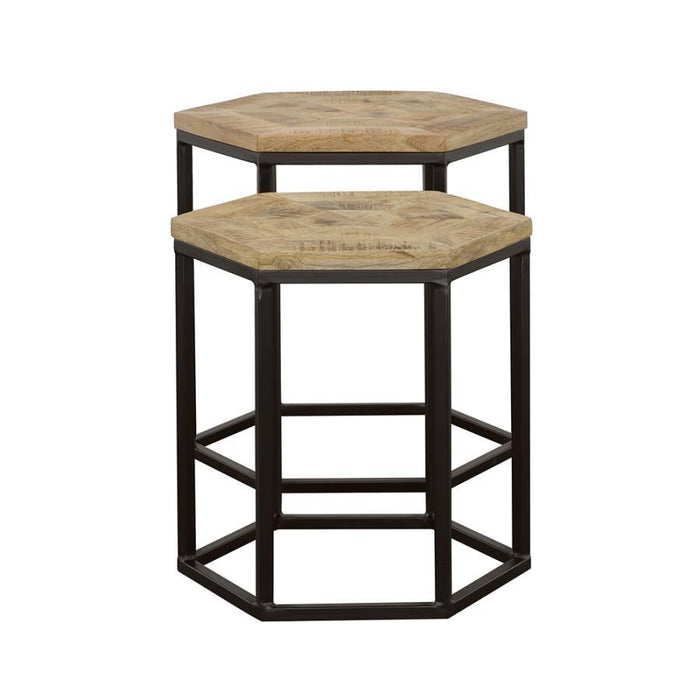 Adger - 2 Piece Hexagon Nesting Tables - Natural And Black Sacramento Furniture Store Furniture store in Sacramento