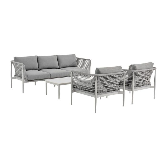 Rhodes - Outdoor Patio 4 Piece Conversation Set - Gray