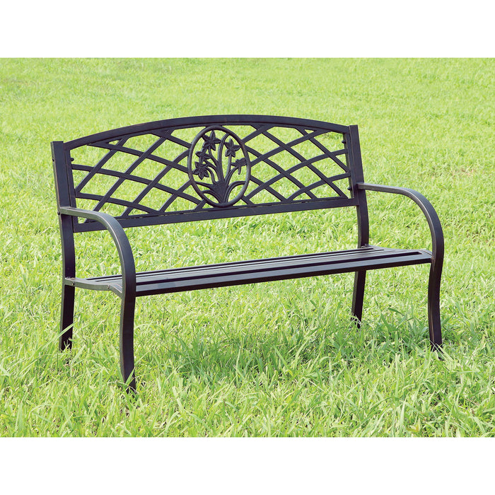 Minot - Patio Steel Bench - Black Sacramento Furniture Store Furniture store in Sacramento