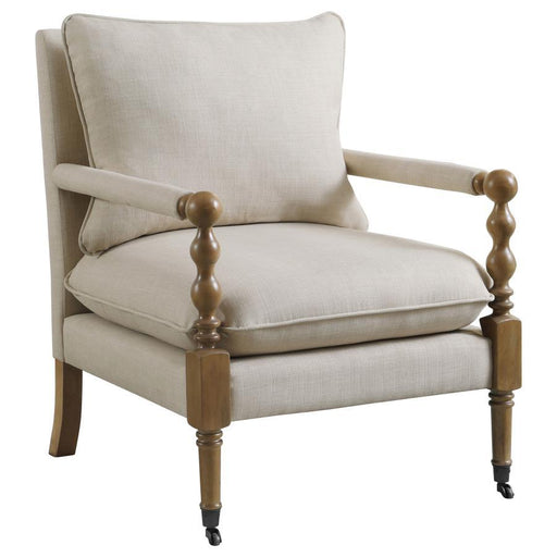 Dempsy - Upholstered Accent Chair With Casters - Beige Sacramento Furniture Store Furniture store in Sacramento