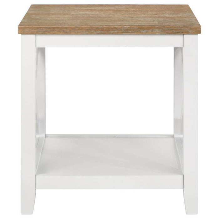 Maisy - Square Wooden End Table With Shelf - Brown And White Sacramento Furniture Store Furniture store in Sacramento