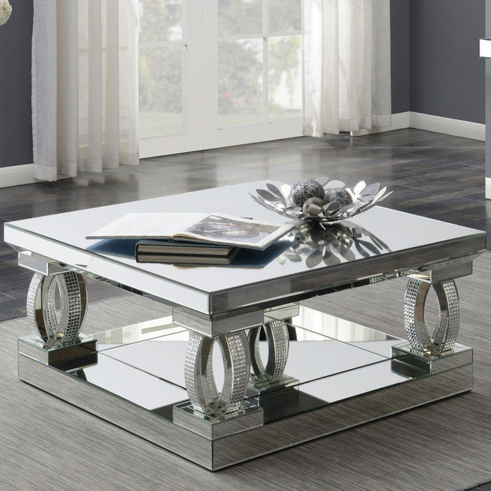 Amalia - Square Coffee Table With Lower Shelf - Clear Mirror Sacramento Furniture Store Furniture store in Sacramento