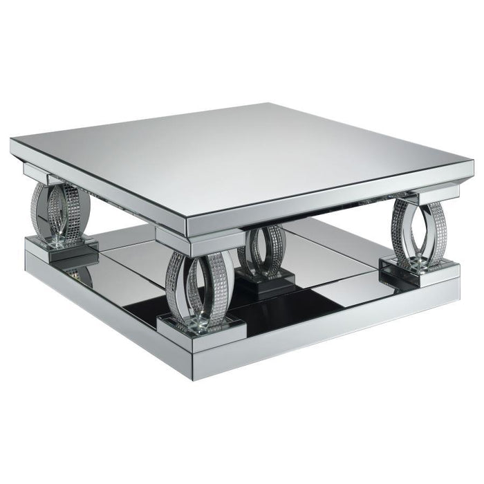 Amalia - Square Coffee Table With Lower Shelf - Clear Mirror Sacramento Furniture Store Furniture store in Sacramento