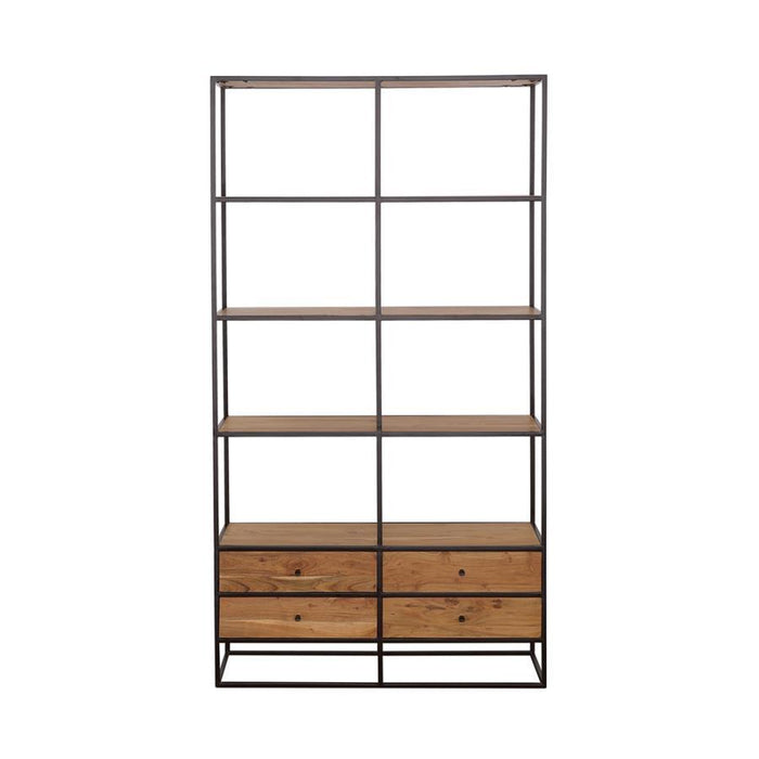 Belcroft - 4-Drawer Etagere - Natural Acacia And Black Sacramento Furniture Store Furniture store in Sacramento