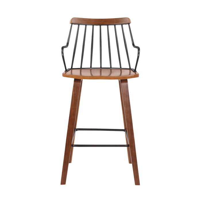 Micah - 26" Modern Counter Height Bar Stool - Walnut / Metal